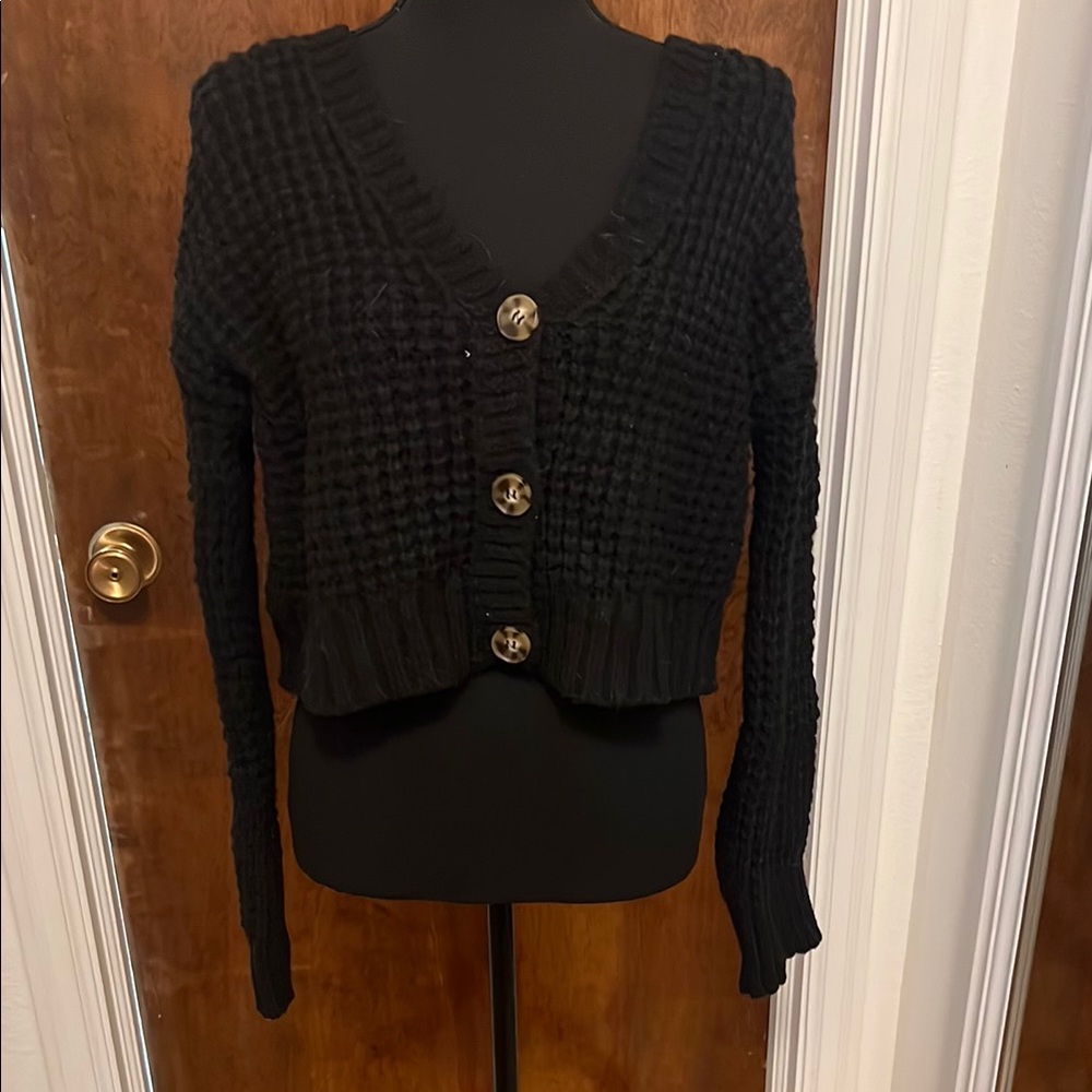 No Boundaries Black Knit Cardigan Sweater